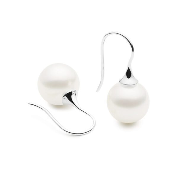 Small Trumpet Earrings, White Gold-0