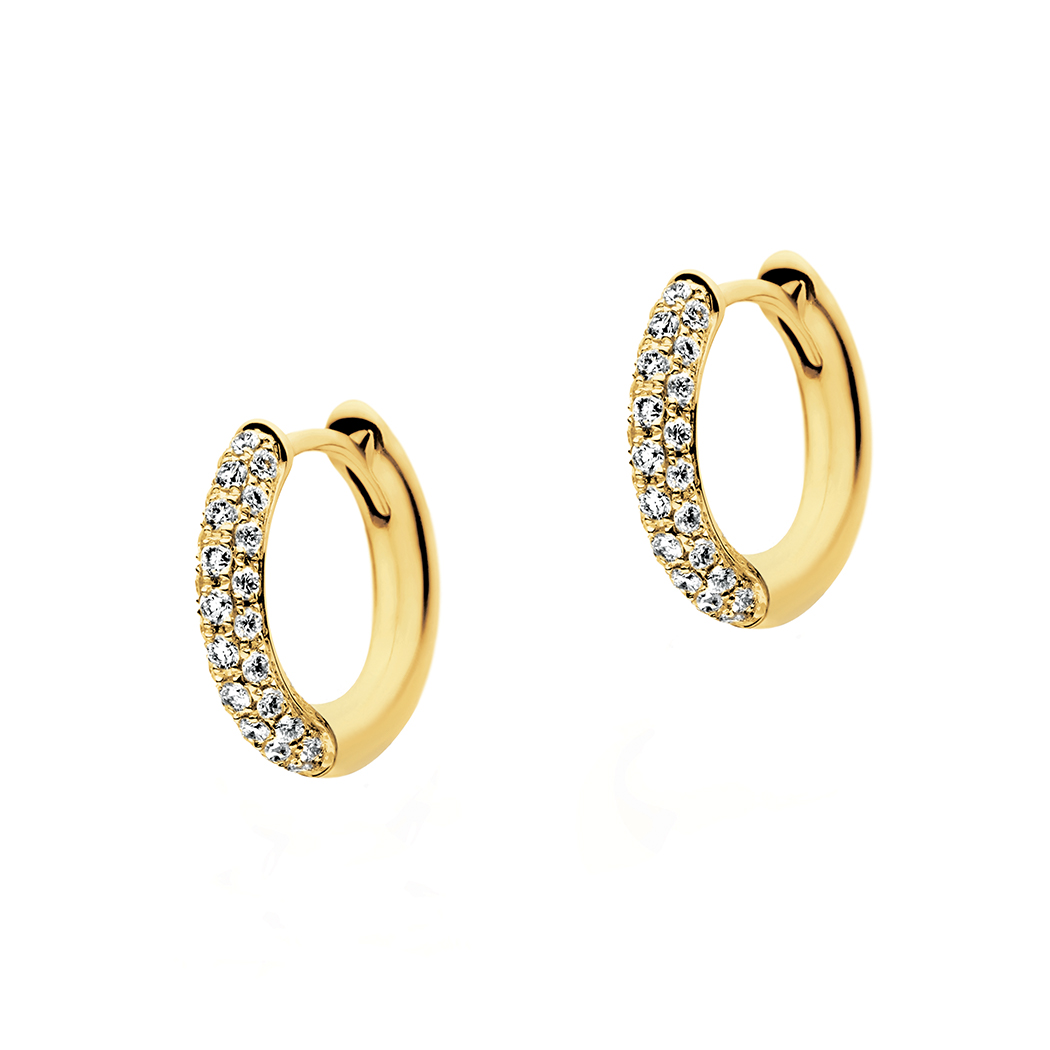 Classic Diamond Huggies Yellow Gold